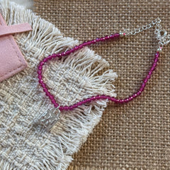 Ruby Heart Bow Toggle Bracelet