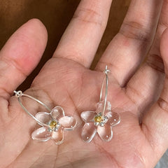 Dewdrop Bloom · Petite Floral Silver Hoops