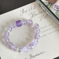 S925 Silver Amethyst & White Natural Pearl Bracelet