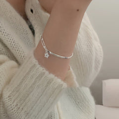S925 Silver Zircon Star Bangle