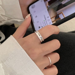 S925 Silver Sequin Patchwork Ring