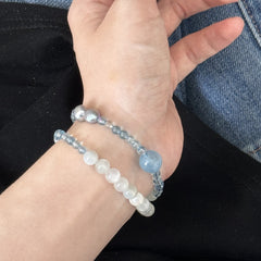 Moonstone, Aquamarine & Baroque Pearl Bracelet