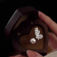 S925 Silver Natural Freshwater Pearl Butterfly Ring