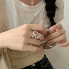 Etched Heart · Vintage Hollow Silver Ring