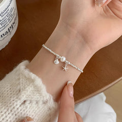 S925 Silver Starfish & Shell Shimmer Bracelet