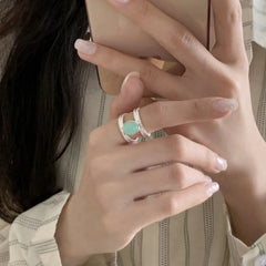 Emerald Echo · Double Layer Green Gem Ring