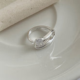 Sugar Gleam · Square-Cut Silver Ring