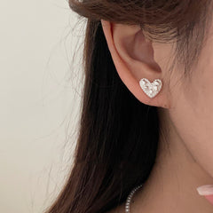 S925 Silver Faceted Heart Stud Earrings