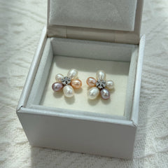 Blooming Moonlight · Pearl Blossom Stud Earrings