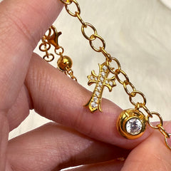 S925 Silver Zircon Cross Bracelet