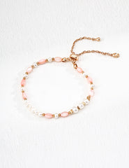 S925 Silver Freshwater Pearl & Pink Shell Bracelet