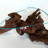 Turquoise, Ruby & Pearl Necklace with S925 Silver Shards