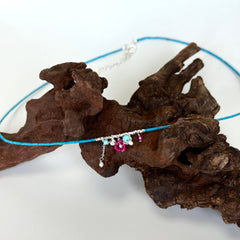 Turquoise, Ruby & Pearl Necklace with S925 Silver Shards