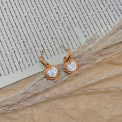 S925 Vintage Heart Mother-of-Pearl Earrings