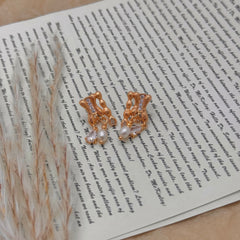 S925 Brushed Silver Pearl & Zircon Vintage Earrings