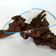 Turquoise, Ruby & Pearl Necklace with S925 Silver Shards