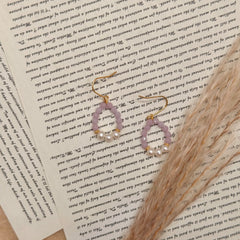 S925 Silver Purple Cat’s Eye & Freshwater Pearl Earrings