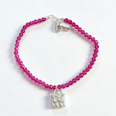 Ruby Heart Bow Toggle Bracelet