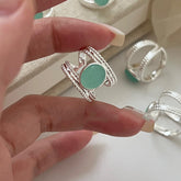 Emerald Echo · Double Layer Green Gem Ring
