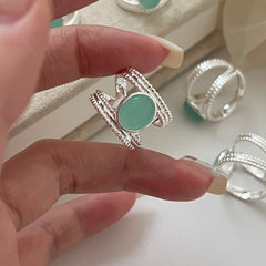 Emerald Echo · Double Layer Green Gem Ring