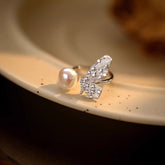 S925 Silver Natural Freshwater Pearl Butterfly Ring