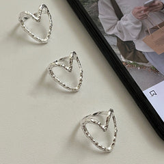 Etched Heart · Vintage Hollow Silver Ring