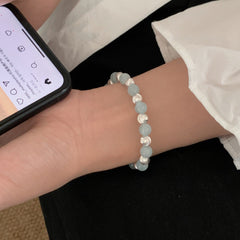 S925 Silver Aquamarine Faceted Bead Bracelet