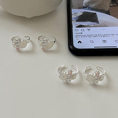 S925 Silver Pink Opal, Moonstone, and Pearl Ring