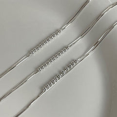 S925 Silver Double-Layer Beaded Snake Chain Bracelet