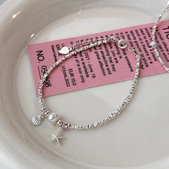 S925 Silver Starfish & Shell Shimmer Bracelet