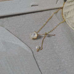 14K Gold-Filled Handmade Moonlight Rose & Natural Pearl Necklace