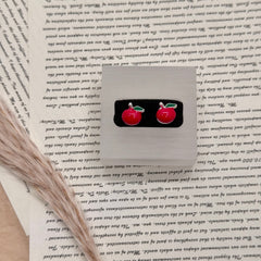 S925 Silver Red Apple Stud Earrings