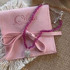 Ruby Heart Bow Toggle Bracelet