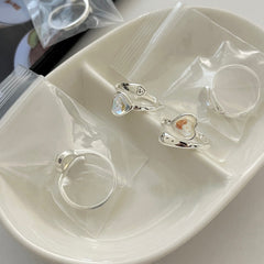 S925 Silver Heart-Shaped Moonstone Ring
