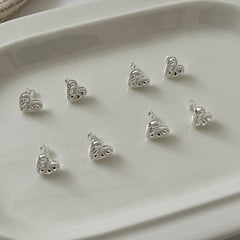 S925 Silver Faceted Heart Stud Earrings