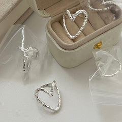 Etched Heart · Vintage Hollow Silver Ring