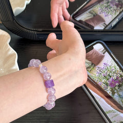 S925 Silver Amethyst & White Natural Pearl Bracelet