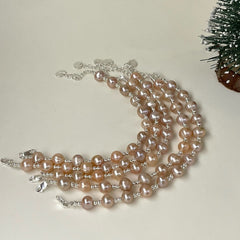 Rosy Reverie · Baroque Pearl Silver Bracelet