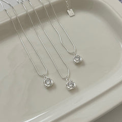 Molten Gleam · Square Zirconia Pendant Necklace