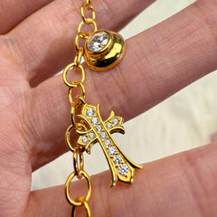 S925 Silver Zircon Cross Bracelet