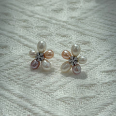 Blooming Moonlight · Pearl Blossom Stud Earrings