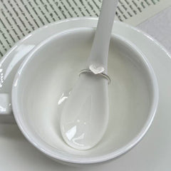 S925 Silver Brushed Heart Pinky Ring