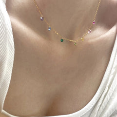 14K Gold-Filled Versatile Luxury Rainbow Zircon Necklace
