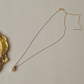 S925 Silver Necklace with High-Luster Teardrop Pearl