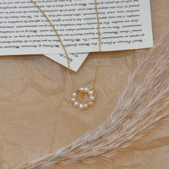 Natural Pearl Necklace 14K Gold-Plated