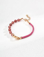 S925 Silver Braided Cord & Crystal Bead Bracelet