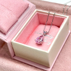 Dusky Heart · Pink Diamond Pear Pendant Necklace