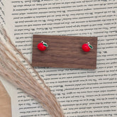 S925 Silver Red Apple Stud Earrings