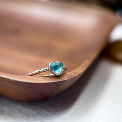 Aquamarine Heart Ring in S925 Silver