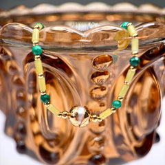 Malachite, Green Bead & Pearl Bracelet in S925 Silver